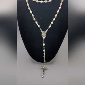 VINTAGE K of C Knights Of Columbus Faux Pearl PRAYER BEADS ROSARY